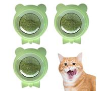 Silvervine Tr - Bola de hierba gatera de 5,5 x 4,5 x 4,7 cm, 3 unidades de bolas de menta para gatos domésticos, giratorias montadas en la pared, diseño de oso de lamer juguete divertido para gatos