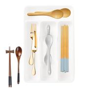 Silverware Drawer Organizer - PP, 10.63x6.97x1.38in Cutlery Tray 4-Compartment Design | Kitchen Storage Box For Forks, Spoons, And Cooking Utensils, Organizer Tray For College, Dorm, Apartment