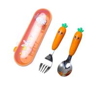 Silverware Set With Storage Case - Stainless Steel Utensils, Dishwasher Safe Feeding Flatware With Cartoon Design For Travel, School & Family Dinner