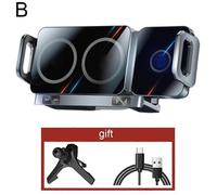 (Silvery) Folding Screen Car Phone Holder Wireless Dual-coil Fast Charging