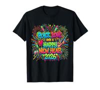 Silvester Happy Neujahr Peace Love Hippie Flower Power Pyro Camiseta