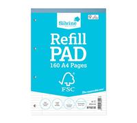 Silvine 160 Page A4 Refill Pad, FSC. Ruled 8mm Feint with Margin - Ref FSCRP80 [Pack of 5]