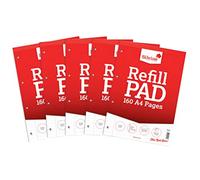 Silvine Bloc de recambio A4, 160 páginas, 4 agujeros, rayado, 8 mm, con margen, 5 unidades, color blanco