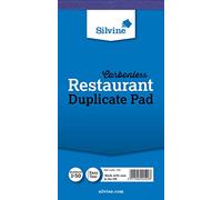 Silvine Carbonless Duplicate Restaurant Pad - Numerado 1-50 con hoja de índice (150 x 80 mm) [Paquete de 10]