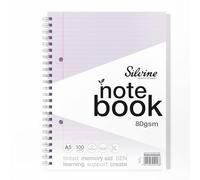 Silvine Cuaderno A5 de papel lila para dislexia, 100 páginas encuadernadas, papel tintado de 80 g/m² para aprendizaje de apoyo SEN y ayuda de memoria