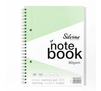 Silvine Cuaderno de papel verde A5 para dislexia, 100 páginas de alambre, papel tintado de 80 g/m² para aprendizaje de apoyo SEN y ayuda de memoria