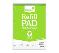 Silvine Everyday Ref RE4FM - Bloc de hojas de recambio de espiral doble (6 unidades, papel reciclado, A4, 160 hojas, 70 g/m², raya de 8 mm, con margen)