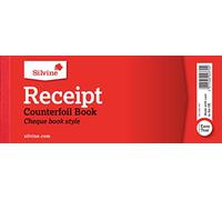 Silvine Libro de recibos duplicado, estilo libro de cheques - 40 recibos por libro (80 x 202 mm)