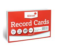 Silvine - Paquete de 100 tarjetas blancas de 20,32 x 12,7 cm ralladas con encabezado Ref 585W (203 x 127 mm)