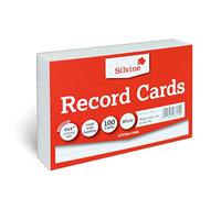 Silvine - Paquete de 100 tarjetas blancas de tamaño A6 de 15,24 x 10,16 cm ralladas con encabezado