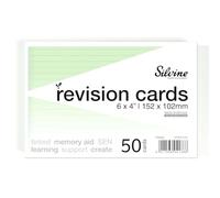 Silvine Tarjetas flash A6, revisión y estudio, forradas (50 tarjetas) (verde)