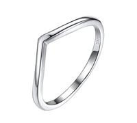 Silvora Anillo Cheveron Delgado para Mujere Plata de Primera Ley, Anillo Tamano 49 mm