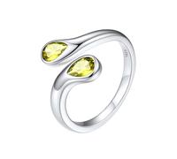 Silvora Anillo Fino Plata Mujer Alianza Circonita Brillante Peridoto Verde Zirconia Cúbica Dedo Ajustable Alianza Pareja Novia Plata de Primera Ley