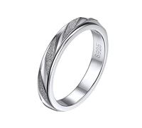 Silvora Anillo Matrimonio Hombre Plata, Spinner Anillo Plata Liso Mujer Novia, Talla 25 (64.6mm)