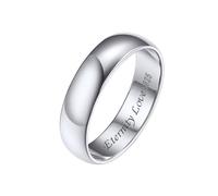 Silvora Anillo Mujer Banda Ancha Plata de Primera Ley 925 Nombre Personalizado Apilable 5mm Talla 14 54.4mm Regalo Compromiso Pareja Novia Esposa Prometida