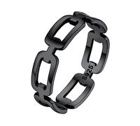 Silvora Anillo Negro Cadena Plata Talla 20, Regalo Novia Anillo Alianza Oro Blanco