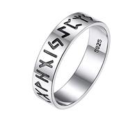 Silvora Anillo Plata Spinner con Runas Norticas Odin para Mujeres Hombres, Talla 17