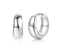 Silvora Aros Gordos Pequeños Huggie Mujer con Clip Hipoalergénico Plata de Primera Ley 925 Pendientes Hip Hop Rock 8mm Joyería Moda Pareja Madre