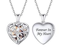Silvora Collar Foto Personalizada Mujer Plata de Primera Ley Colgante Corazón Arbol de Vida con Imagen Memorial Joyería Preciosa Regalo