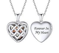 Silvora Collar Foto Personalizada Mujer Plata de Primera Ley Colgante Corazón Nudo Celta con Imagen Memorial Joyería Irlandesa Amuleto