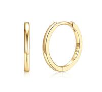 Silvora Mini Pendientes Aros Oro 18K Hoop Mujer Plata de Primera Ley 16mm Aretes Planos Lisos Piercing Oreja Joyería Minimalista Cumpleaños Aniversario
