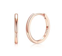 Silvora Mini Pendientes Aros Oro Rosado Hoop Mujer Plata de Primera Ley 16mm Aretes Planos Lisos Piercing Oreja Joyería Minimalista Cumpleaños Aniversario