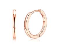 Silvora Pendientes Aros Plata Mujer Aros Huggie Planos Plata de Primera Ley Anti Alergias 12MM Aretes Básicos Minimalista Piercing Hipoalergénico Oreja