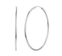 Silvora Plata de Primera Ley 925 Pendientes Aros Grandes 70mm Hoop Earrings Aretes XL Mujer Hoop Earrings Finos Planos Hip Hop Joyería Rock Joven