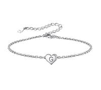 Silvora Pulsera Inicial G Plata de Primera Ley 925 Mujer Brazalete Letra Corazon Oro Blanco de Nombre Personalizado Joyería Delicada Mano