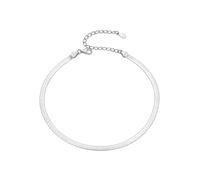 Silvora Pulsera Tobillera Mujer Cadena Serpiente para Tobillo Plata de Ley 925 Tobillera Pie Cadena Fina Plana Serpiente 3mm 22cm Tobillera Verano