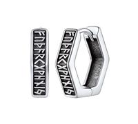 Silvora S925 Plata Pendientes Colgantes Runas Vikingas Odin Vintage, Mini Aros Plata Hombre Hipoalergenico con Alfabeto Runico Nortico