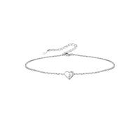 Silvora Tobillera Inicial J Plata Mujer Corazón, Pulseras Tobilleras de Mujeres - 22cm Largo con Extensor