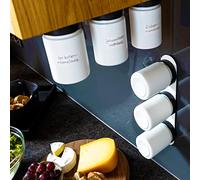 silwy® Juego de 6 vasos magnéticos CLASSY con imanes integrados y dos barras de metal en color blanco
