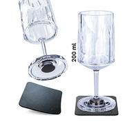 Silwy® - Vasos magnéticos de plástico de alta tecnología con nano almohadillas de gel de metal, antideslizantes, accesorios para camping, barcos y yates (vino, 0,2 l, juego de 2)