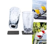 Silwy® - Vasos magnéticos de plástico de alta tecnología con nano almohadillas de gel de metal, antideslizantes, accesorios para camping, barcos y yates (bebida larga, 0,3 L, juego de 2)