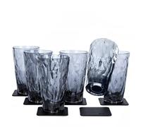 Silwy® - Vasos magnéticos de plástico de alta tecnología, incluye almohadillas de gel de metal, antideslizantes, para camping, yates (bebida larga/gris, 0,3 l)