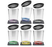 Silwy® - Vasos magnéticos multicolor (juego de 6), sin BPA (Tritan), incluye seis tapas a prueba de fugas con apertura para pajita integrada y seis almohadillas de gel de metal reutilizables y