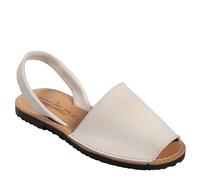 SIM TACT Sandalias de Piel Estilo Ibicenco - Zapatos Menorquina de Cuero - Hecho en España (Blanco, numeric_45)