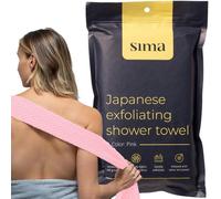 Sima Brand Toalla Exfoliante Facial y Corporal, Toalla Exfoliante Japonesa con Fibras hexagonales, Limpiador Corporal con 2 Lados para Frotar y Lavar, Toallas corporales extralargas (Rosa)