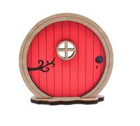 Simaixing Puerta de hadas para jardín, puerta de elfo en miniatura para pared, accesorios de jardín de hadas al aire libre para árboles y tronco de árbol, decoración de patios de mini arco (rojo)