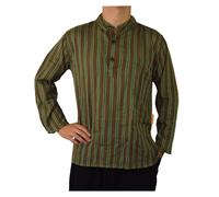 Simandra Camisa Camisero Abotonado Clásico Rayas Verde (S-2XL)