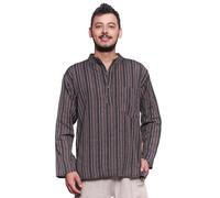 Simandra Hombre Kurta Clásico de Rayas Braun