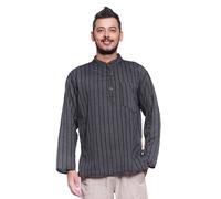 Simandra Hombre Kurta Clásico de Rayas Negro