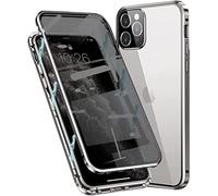 SIMao Anti Peeping Funda Compatible para iPhone 14 Pro, Funda Antiespía Adsorción Magnética Metal Bumper Cover 360 Protectora, Anti-Spy Protección privacidad Vidrio Templado Anti Peep Carcasa,Plata