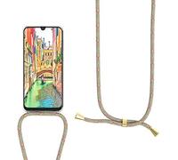 SIMao Funda con Cuerda para Huawei Honor View 20 - Funda Protectora ponible - Carcasa Transparente TPU Silicon Colgante Ajustable Collar Case, Carcasa Anti Shock con Cuerda Correa,Arco Iris