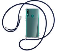 SIMao Funda con Cuerda para Huawei P Smart Z/Honor 9X Funda con Cadena para Teléfono Móvil con Correa Ajustable Transparente TPU Silicona Carcasa con Collar de Cordón Funda con Cordón de Colgar,Azul