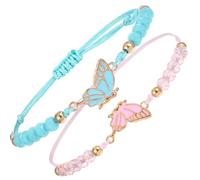 Simarro 2 Pulseras a juego, mariposa ajustable, pulseras de amistad, joyería para parejas, regalos para mujeres y amigas