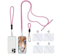 simarro telefono movil Cadena Universal, 1 cordón + 1 Correa para la muñeca + 1 Correa para el Dedo + 4 espaciadores Transparentes, Correa para teléfono móvil Cordón Ajustable para Todos (Rosa)