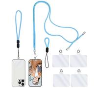simarro telefono movil Cadena Universal, 1 cordón + 1 Correa para la muñeca + 1 Correa para el Dedo + 4 espaciadores Transparentes, Correa para teléfono móvil Cordón Ajustable para Todos (Azul)