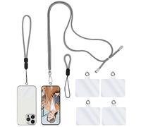 simarro telefono movil Cadena Universal, 1 cordón + 1 Correa para la muñeca + 1 Correa para el Dedo + 4 espaciadores Transparentes, Correa para teléfono móvil Cordón Ajustable para Todos (Gris)